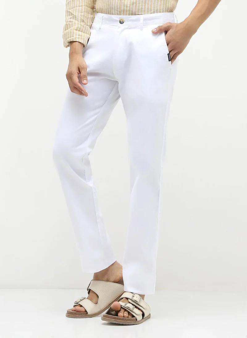 Urbano Fashion  Urbano Fashion Men's White Cotton Slim Fit Casual Chinos Trousers for Men | Best Price UAE